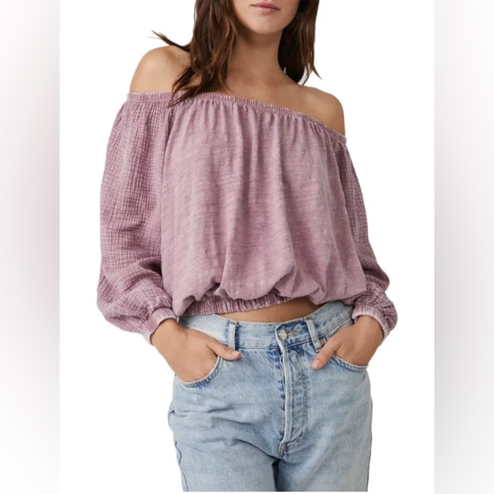 NWT Free People : We The Free : Parfait Bubble Off The Shoulder Crop Size Small